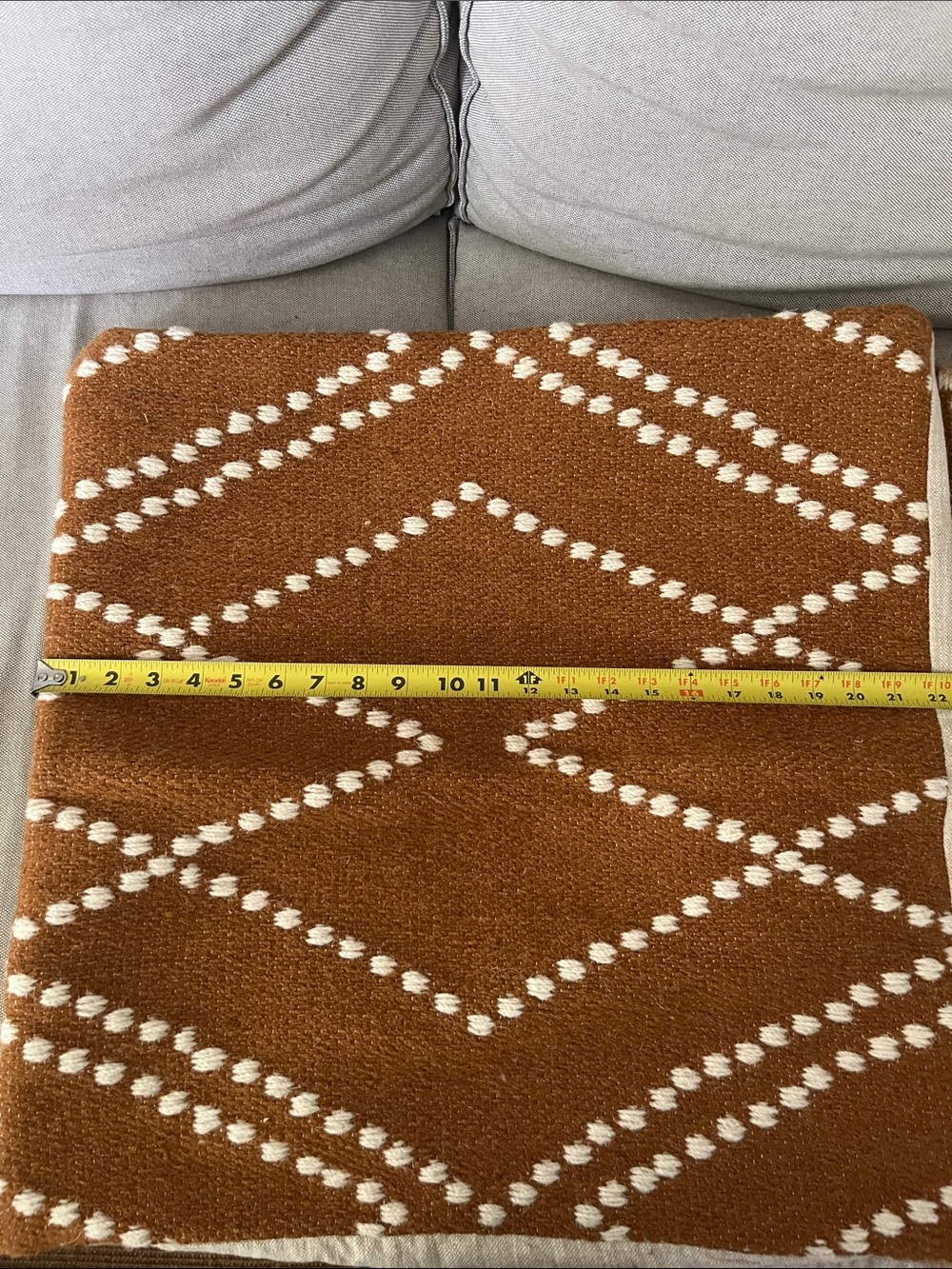 Crate&Barrel Rust Brown and Cream Patterned Throw Pillow Covers. Set of 2 - Picture 3 of 7